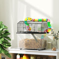 Load image into Gallery viewer, Hamster Cage, 2 Tier Gerbil Cage with 31cm Deep Tray, Tube System, Water Bottle, Ramp, Feeding Bowl, 58 x 43 x 57cm, Multicoloured