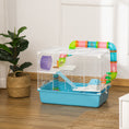 Load image into Gallery viewer, Hamster Cage, Small Animal House, 3-Level Guinea Pig Cage Gerbil Haven, Tunnel Tube System, with Water Bottle, Exercise Wheel, Food Dish, Ramps, Light Blue