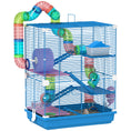 Load image into Gallery viewer, 5 Tier Hamster Cage, Gerbil Cage with Tube Exercise Wheels, Tunnel, Water Bottle, Dishes, Blue, 58H x 46L x 30Wcm