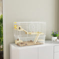Load image into Gallery viewer, Hamster Cage, Transparent Small Animal House with Deep Bottom, Wooden Ramp, Hut, Bathroom and Exercise Wheel for Hamster and Gerbil, 23.2" L x 14" W x 18.5" H, Two Huts