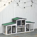 Load image into Gallery viewer, PawHut Large Rabbit Hutch with Double Runs, Wooden Guinea Pig Cage Outdoor, Bunny Cage with Removable Tray, Ramps, Roof, 78" x 19" x 34", Gray