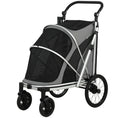 Load image into Gallery viewer, Dog Stroller, Pet Stroller for Small and Medium Dogs, Foldable Puppy Pram Pet Pushchair with 2 Big Wheels, Shock-Absorbing Frame, Seat Leashes, Brakes, Maximum Load 20 kg, Grey
