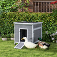 Load image into Gallery viewer, Wooden Duck House, Raised Poultry Coop with Ramp, Double Doors, Openable Asphalt Roof, Ventilation Holes, Removable Base, for 2-4 Ducks, Chickens, Geese, Light Grey