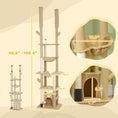 Load image into Gallery viewer, Floor to Ceiling Cat Tree, 89"-100" Adjustable Height Cactus Cat Climbing Tower for Indoor Cats with Grooming Brush Post, Cat Condo, Hammock, Sisal Scratching Posts, Brown