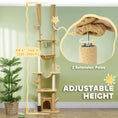 Load image into Gallery viewer, Floor to Ceiling Cat Tree, 89"-100" Adjustable Height Cactus Cat Climbing Tower for Indoor Cats with Grooming Brush Post, Cat Condo, Hammock, Sisal Scratching Posts, Brown