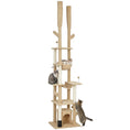 Load image into Gallery viewer, Floor to Ceiling Cat Tree, 89"-100" Adjustable Height Cactus Cat Climbing Tower for Indoor Cats with Grooming Brush Post, Cat Condo, Hammock, Sisal Scratching Posts, Brown