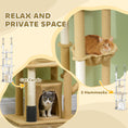 Load image into Gallery viewer, Floor to Ceiling Cat Tree, 89"-100" Adjustable Height Cactus Cat Climbing Tower for Indoor Cats with Grooming Brush Post, Cat Condo, Hammock, Sisal Scratching Posts, Brown