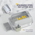 Load image into Gallery viewer, PawHut XL Stainless Steel Litter Box, Metal Litter Box High Sided, Anti-Urine Leakage, Non-Sticky, Cat Litter Box with Metal Scoop & Scoop Holder, 24" x 16" x 11", Light Gray