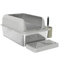 Load image into Gallery viewer, PawHut XL Stainless Steel Litter Box, Metal Litter Box High Sided, Anti-Urine Leakage, Non-Sticky, Cat Litter Box with Metal Scoop & Scoop Holder, 24" x 16" x 11", Light Gray
