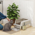 Load image into Gallery viewer, PawHut XL Stainless Steel Litter Box, Metal Litter Box High Sided, Anti-Urine Leakage, Non-Sticky, Cat Litter Box with Metal Scoop & Scoop Holder, 24" x 16" x 11", Light Gray