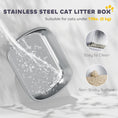 Load image into Gallery viewer, Stainless Steel Cat Litter Box with Lid, Large Hooded Cat Litter Tray with Flip Cover, Metal Scoop, Deodoriser Bag, Non-Sticky, Odour Control and Easy Clean, White