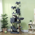 Load image into Gallery viewer, Cat Tree, 206cm Cat Tower with Sisal Scratching Posts and Board, Beds, Condos, Platforms, Hammocks, Toy Balls & Rope, Anti-Tip Kit, Kitten Activity Centre for Indoor, Dark Grey