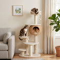 Load image into Gallery viewer, 52" Cat Tree, Cat Tower for Indoor Kittens, Multi-Level Kitty Activity Center with Handwoven Cattail Condo, Bed, Platforms, 3 Scratching Posts and 3 Toy Balls, Beige