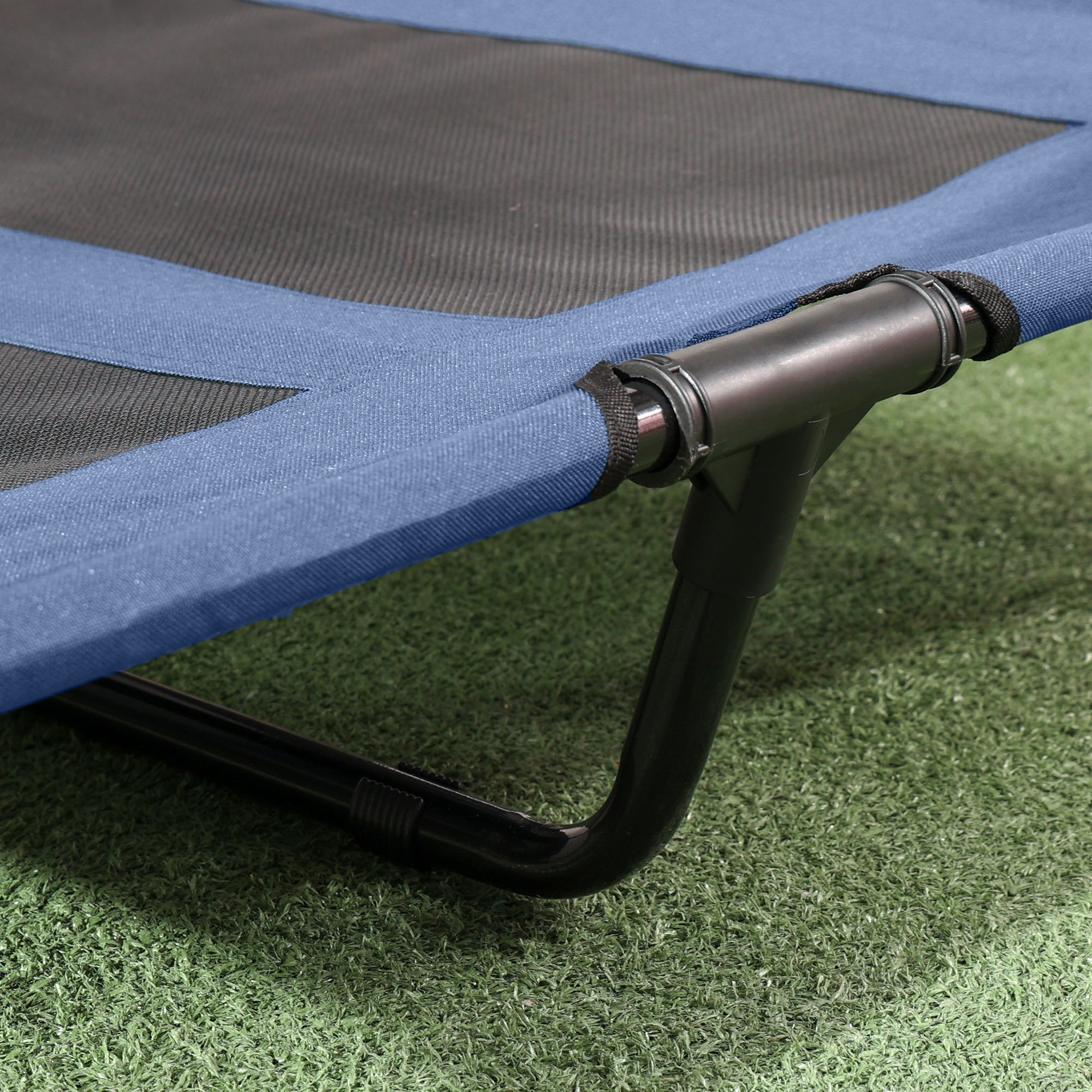 PawHut Elevated Dog Bed with Removable Canopy, Outdoor Dog Cot with UV Protection Canopy Shade, 36 inch Large Pet Bed for Camping, Dark Blue