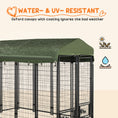 Load image into Gallery viewer, Outdoor Dog Kennel, Run, Large Wire Steel Fence, Lockable Pet Playpen Enclosure, with Water-, UV-Resistant Canopy Top, Door, Rotating Bowl Holders, 8ft x 4ft x 6ft, Green