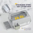 Load image into Gallery viewer, PawHut Stainless Steel Litter Box, Easy Clean Metal Litter Box with High Sided for Anti-Urine Leakage, Cat Litter Box with Metal Scoop & Scoop Holder, Light Gray
