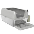 Load image into Gallery viewer, PawHut Stainless Steel Litter Box, Easy Clean Metal Litter Box with High Sided for Anti-Urine Leakage, Cat Litter Box with Metal Scoop & Scoop Holder, Light Gray