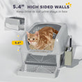 Load image into Gallery viewer, PawHut Stainless Steel Litter Box, Easy Clean Metal Litter Box with High Sided for Anti-Urine Leakage, Cat Litter Box with Metal Scoop & Scoop Holder, Light Gray