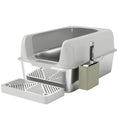 Load image into Gallery viewer, PawHut Stainless Steel Litter Box, Easy Clean Metal Litter Box with High Sided for Anti-Urine Leakage, Cat Litter Box with Metal Scoop & Scoop Holder, Light Gray