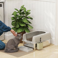 Load image into Gallery viewer, PawHut Stainless Steel Litter Box, Easy Clean Metal Litter Box with High Sided for Anti-Urine Leakage, Cat Litter Box with Metal Scoop & Scoop Holder, Light Gray