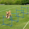 Load image into Gallery viewer, PawHut 4 Piece Dog Agility Training Equipment for Dog Agility Course with Adjustable Height Jump Bars, Included Carry Bag, & Displacing Top Bar, Blue