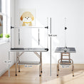 Load image into Gallery viewer, 42" Foldable Dog Grooming Table Adjustable Pet Cat Drying Beauty Table Rubber Top with 2 Loops Storage Basket Metal Black