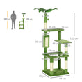 Load image into Gallery viewer, 142cm Cat Tree for Indoor Cats, Cat Tower with Scratching Posts, Scratch Board, Hammock, Toy Balls, Multi-level Platforms, Green