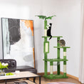 Load image into Gallery viewer, 142cm Cat Tree for Indoor Cats, Cat Tower with Scratching Posts, Scratch Board, Hammock, Toy Balls, Multi-level Platforms, Green