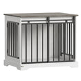 Load image into Gallery viewer, Dog Crate Furniture, 80 cm Double Door Wooden Dog Crate with Sliding Barn Door, Indoor Kennel End Table for Medium Breeds, Anti-Chew Steel Puppy Cage, White