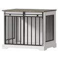 Load image into Gallery viewer, Dog Crate Furniture, 80 cm Double Door Wooden Dog Crate with Sliding Barn Door, Indoor Kennel End Table for Medium Breeds, Anti-Chew Steel Puppy Cage, White
