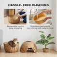 Load image into Gallery viewer, Hidden Cat Litter Box Plant Furniture Enclosure with Faux Plant & Stainless Steel Tray, Decorative Rattan Planter Cat Bed, Odor Control Filter & Real Stones, for Bedroom, Living Room, Corner