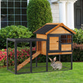 Load image into Gallery viewer, 2-Level Rabbit Hutch Bunny House with Weatherproof Asphalt Roof, Removable Tray and Ramp for Rabbits, Chickens, Ducks, Outdoor