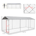 Load image into Gallery viewer, PawHut Large Dog Kennel Outside, Heavy Duty Dog Cage with Waterproof Cover, Outdoor Fence Dog Run with Galvanized Chain Link, Secure Lock, 19.7' x 7.5' x 7.5'