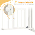 Load image into Gallery viewer, 30"H Tall Dog Gate, Pet Gate with Cat Door, Auto-Close Pressure-Mounted Steel Safety Gate Barrier, Double Locking for Doorways Hallways Stairs, Fits 29"-39.4"W, White