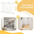 Load image into Gallery viewer, Dog Stair Gate Pet Barrier with Small Cat Door, Pressure Fit Safety Gate with Auto Closing System, Double Locking, for Hallways, 74-100 cm Openings - White