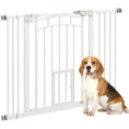 Load image into Gallery viewer, Dog Stair Gate Pet Barrier with Small Cat Door, Pressure Fit Safety Gate with Auto Closing System, Double Locking, for Hallways, 74-100 cm Openings - White