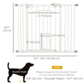 Load image into Gallery viewer, 30"H Tall Dog Gate, Pet Gate with Cat Door, Auto-Close Pressure-Mounted Steel Safety Gate Barrier, Double Locking for Doorways Hallways Stairs, Fits 29"-39.4"W, White