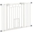 Load image into Gallery viewer, 30"H Tall Dog Gate, Pet Gate with Cat Door, Auto-Close Pressure-Mounted Steel Safety Gate Barrier, Double Locking for Doorways Hallways Stairs, Fits 29"-39.4"W, White