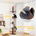 Load image into Gallery viewer, 8.5ft Cat Climbing Tree 5-Tier Kitty Activity Center Floor-to-Ceiling Cat Climber Toy with Scratching Post Play Rest Post Pet Furniture Brown