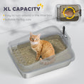 Load image into Gallery viewer, Cat Litter Box Stainless Steel, High Sided with Metal Litter Scoop, Never Absorbs Odors, Anti Leakage & Easy to Clean, 24" x 16" x 12", Grey
