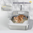 Load image into Gallery viewer, Cat Litter Box Stainless Steel, High Sided with Metal Litter Scoop, Never Absorbs Odors, Anti Leakage & Easy to Clean, 24" x 16" x 12", Grey