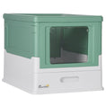 Load image into Gallery viewer, Cat Litter Tray with Hood Enclosed Cat Litter Box Pet Toilet w/ Lid, Scoop, Front Entry, 47.5 x 35.5 x 36.7cm - Green