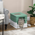 Load image into Gallery viewer, Cat Litter Tray with Hood Enclosed Cat Litter Box Pet Toilet w/ Lid, Scoop, Front Entry, 47.5 x 35.5 x 36.7cm - Green