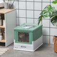 Load image into Gallery viewer, Cat Litter Tray with Hood Enclosed Cat Litter Box Pet Toilet w/ Lid, Scoop, Front Entry, 47.5 x 35.5 x 36.7cm - Green