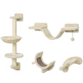 Load image into Gallery viewer, 4 Piece Cat Shelves, Cat Wall Furniture with Hammock, Scratching Posts, Soft Ladder, Steps, Jump Platforms, Hanging Ball for Indoor Kittens, Space Saving - Beige