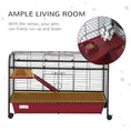 Load image into Gallery viewer, PawHut 41"L Small Animal Cage Rabbit Hutch Ferret Pet Play House with Feeder, Rolling Wheels, Platform, Ramp