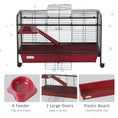 Load image into Gallery viewer, PawHut 41"L Small Animal Cage Rabbit Hutch Ferret Pet Play House with Feeder, Rolling Wheels, Platform, Ramp