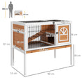 Gallery viewerに画像を読み込む, Wooden Rabbit Hutch, Elevated Guinea Pig Cage w/ Openable Roof, Ladder, Removable Tray, 90 x 53 x 87cm - Yellow