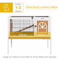 Gallery viewerに画像を読み込む, Wooden Rabbit Hutch, Elevated Guinea Pig Cage w/ Openable Roof, Ladder, Removable Tray, 90 x 53 x 87cm - Yellow