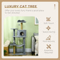 Load image into Gallery viewer, 54" Cat Tree for Larger Cats Adult with Hammock, Tal Cat Tree Tower with Scratching Post, Condo, Platforms, Play Balls for Indoor Cats, Grey